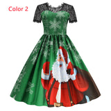 Lace Stitching Short Sleeve Printed Dress