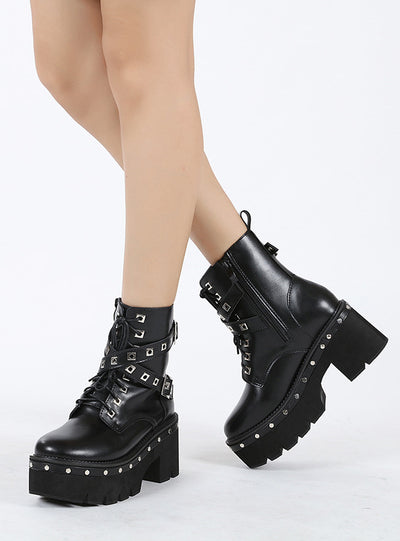 Women's Martin Boots With Thick Heel Rivet