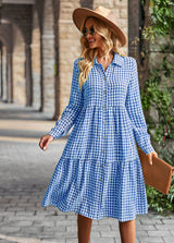 Plaid Casual Swing Long Sleeve Dress