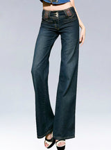 Vintage Blue Wide Leg Denim Jeans High Waist 