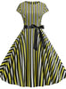 Women Striped Cap Sleeve Dress