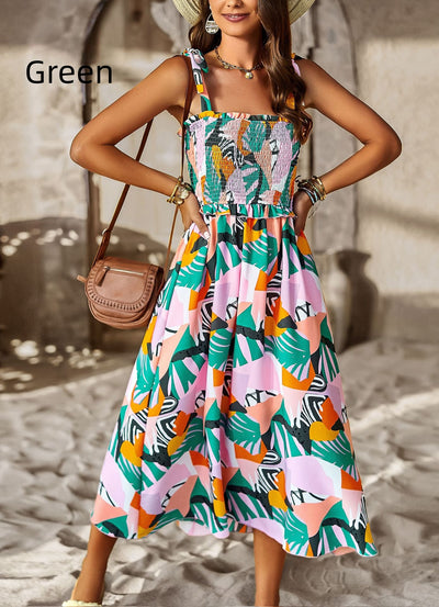 Summer Print Maix Sling Dress