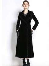 Winter Black Tassel Slim Velvet Windbreaker