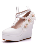 Waterproof Platform Cross Wedge Wedding Shoes