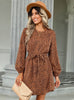 Lace-up Round Neck Leopard Print Dress