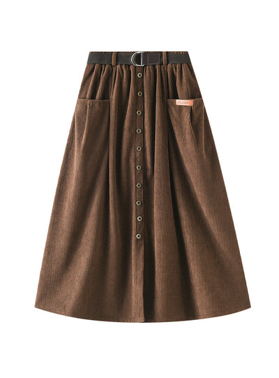 Winter Waist Corduroy Skirt