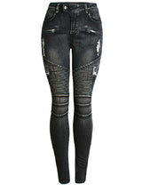 Punched Elastic Slimming Jeans Pants