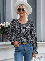 Round Neck Leopard Print Long Sleeve Shirt