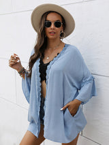 Lace Stitching Solid Color Shawl Holiday Coat