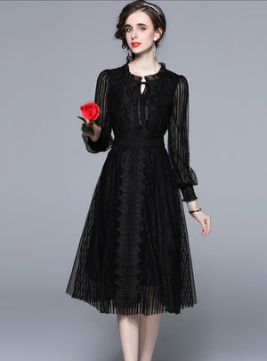 Black Lace Long Sleeve Dress