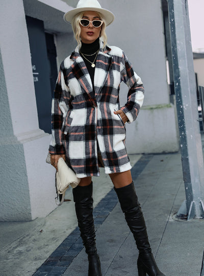 Cardigan V-neck Lapel Mink Woolen Coat