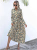 Floral Flower Print Long Sleeve Womens Dress