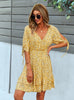V-neck Sexy Short Sleeve Floral Dress
