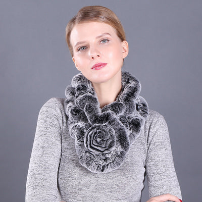 Lotus Leaf Rex Rabbit Fur Scarf Warm Fur Scarf