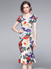 Summer Short Sleeve Hip Slim Print Dress