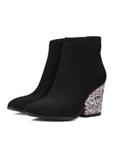 Ankle Boots Zipper Pointed Toe Glitter Martin Boots