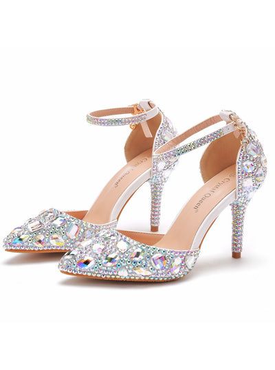 9 CM Rhinestone Pointed Sandals Wedding Shoes