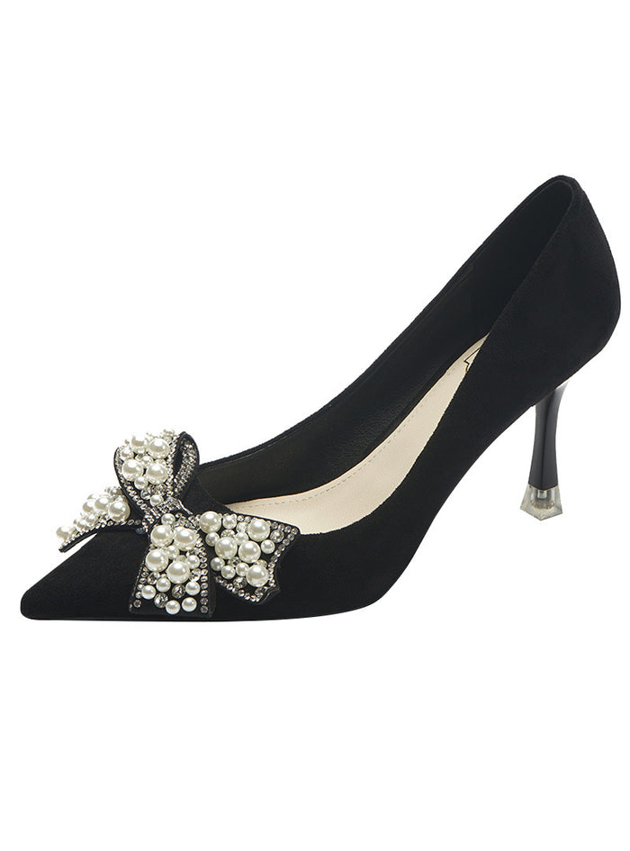 Women Bridal Bow Shallow Shoes