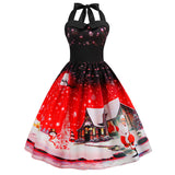 Women Halter Vintage Christmas Dress