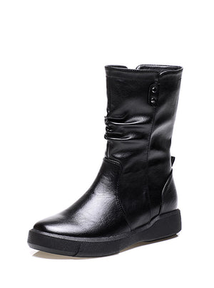 Thick-soled Middle Heel Flat Bottom Martin Boots