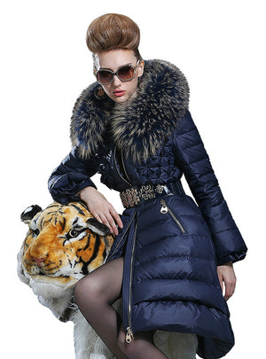 medium-long down coat female high quality large fur 