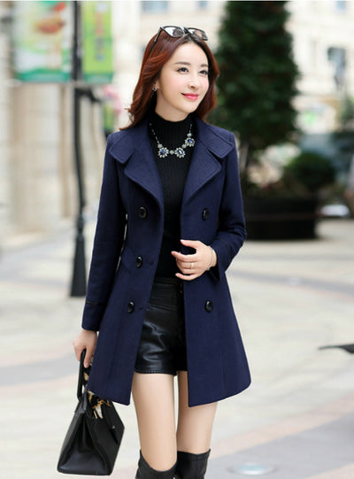 Long Coat Slim Fit Lapel Woolen Overcoat