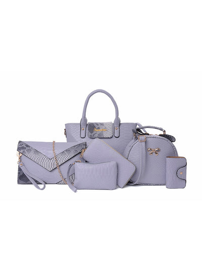 6 Piece Set Alligator Panelled Serpentine Python