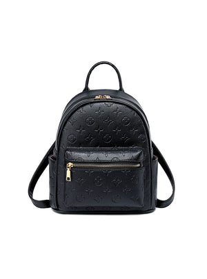 Pu Soft Leather Letter Embossed Travel Backpack