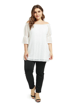 Solid Color Sexy Lace Off the Shoulder Top