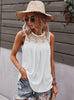 Online Celebrity Stitching Sleeveless Lace T-shirt