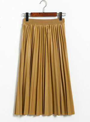 Pu Pleated Leather Skirt