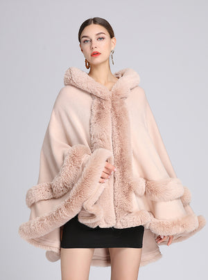 Woman Hood Shawl Cloak Large Size Knitted Coat Cardigan