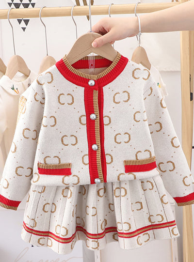 Sweater Sknitted Cardigan Skirt Two-piece Suit
