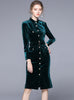 Long Sleeve Retro Waisted Velvet Dress