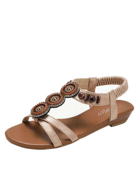 Ethnic Bohemian Beaded Wedge Sandals