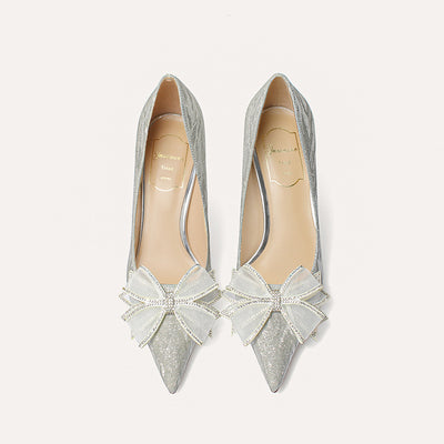 Crystal Pointed Thin Butterfly Wedding Shoes