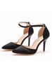 Black Silk Satin Pointed High-heeled Sandals