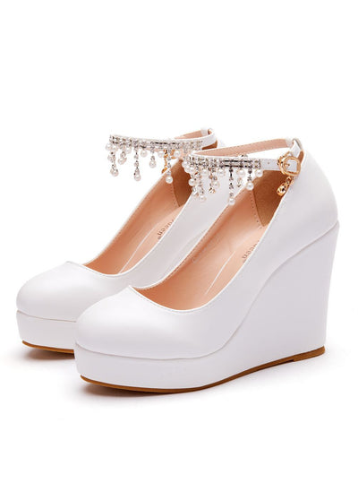 Pearl Beaded Tassel High Heel Shoes