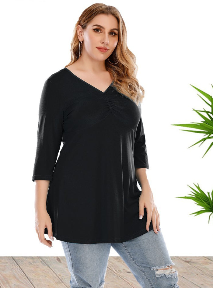 Large Size Women's Nine-point Sleeve Top