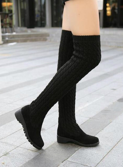 Knee High Boots Elastic Slim Warm Long Thigh