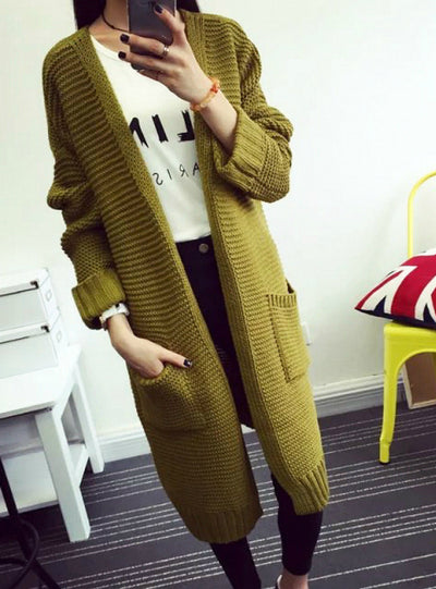 Long Sweater Cardigan Fashion Autumn Winter Long Sleeve