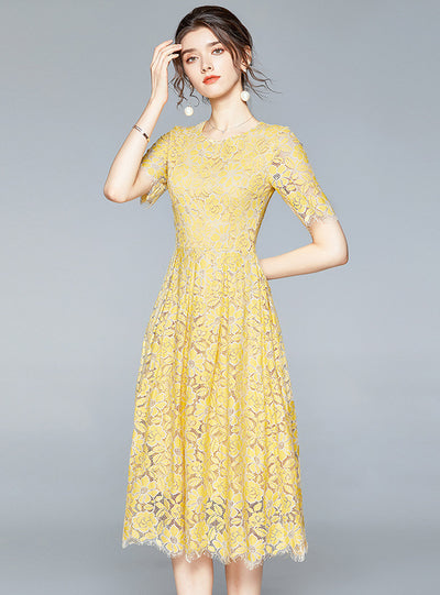 Lace Short Sleeve Summer Dress