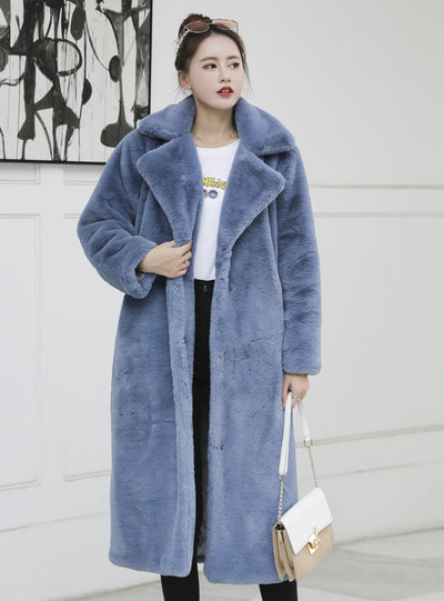 Women High Quality Faux Rabbit Fur Coat