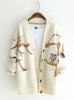 Sweater Owl Embroidered Loose Knit Cardigan