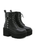 Rivet Front Lace Side Zipper Female Boots