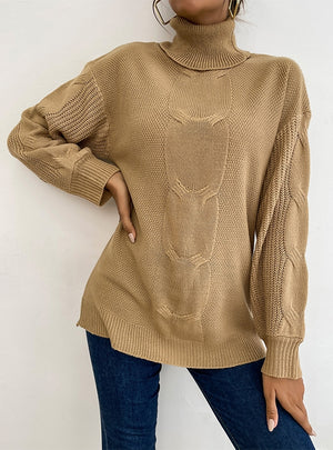 High Solid Color Twist Knitted Sweater
