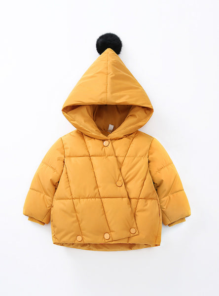 Girls' Cotton-Padded Jacket Double-Breasted Buckle