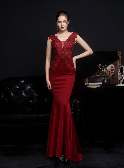V-neck Appliques Sexy Party Dress