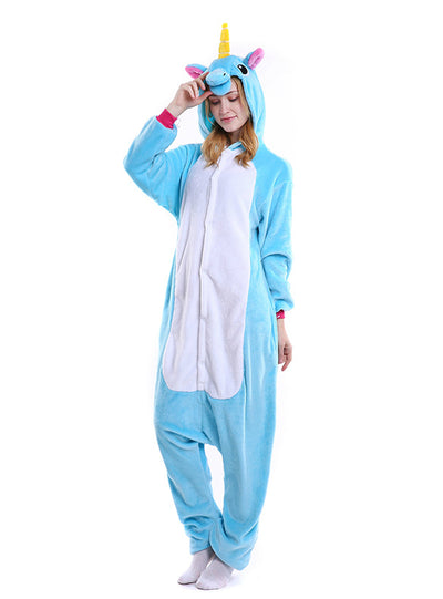 Unicorn Cartoon One Piece Animals Pajama Flannel