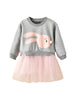 Baby Cartoon Bunny Princess Patchwork Sweatshirt Tulle Dress